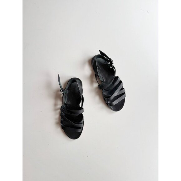 MADEWELL Black Leather Strappy Sandals, Size 6 - Picture 1 of 11